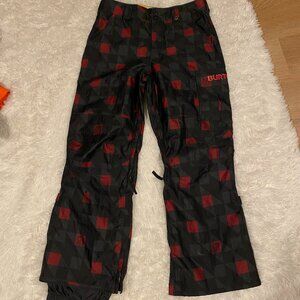 Vintage 90s Burton Dryride Checkered Pattern Flannel Snowpants Small Red Black